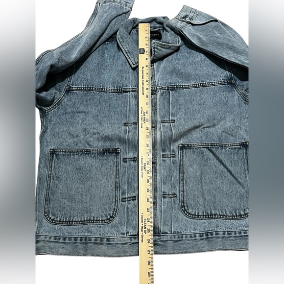 Civil Regime men’s Pleated Denim Jean Jacket Light Denim Wash button up large - Picture 4 of 16